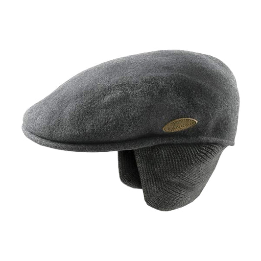 Casquette Plate en Laine 504 avec Protège-Oreilles flanelle foncée KANGOL