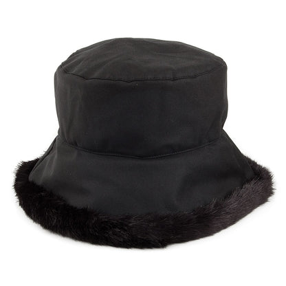 Chapeau en Coton Ciré et Fausse Fourrure Imperméable Beth noir OLNEY