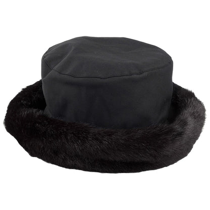Chapeau en Coton Ciré et Fausse Fourrure Imperméable Beth noir OLNEY