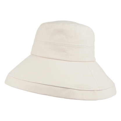 Chapeau Été en Lin et Coton Pliable Lily sable SUR LA TÊTE