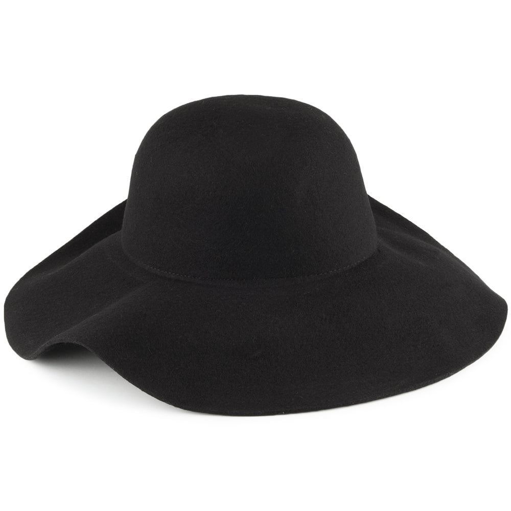 Chapeau Capeline en Laine Feutrée à Bord Brut Sonora noir SCALA