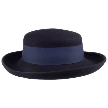Chapeau Kettle en Laine Feutrée Blossom bleu marine SCALA