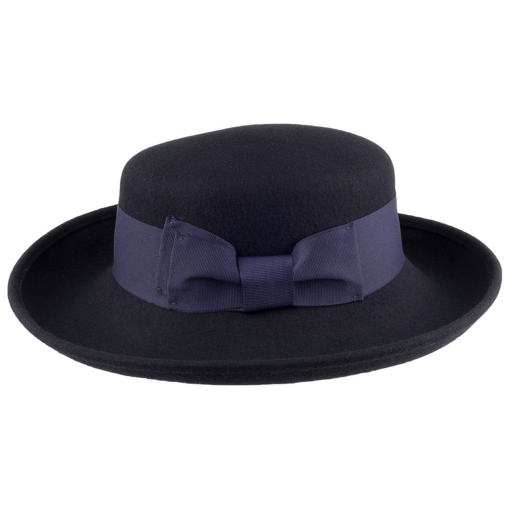Chapeau Kettle en Laine Feutrée Blossom bleu marine SCALA