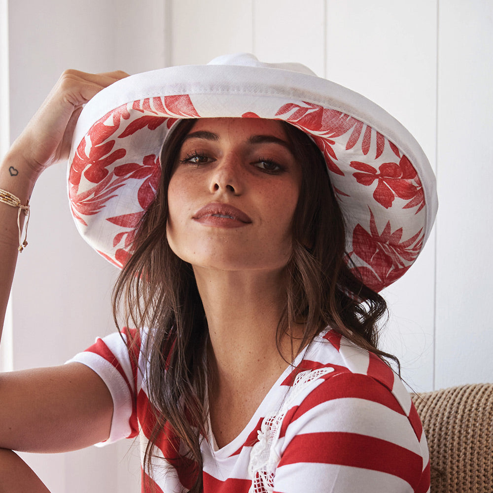 Chapeau Été Pliable en Coton Aninata blanc SCALA