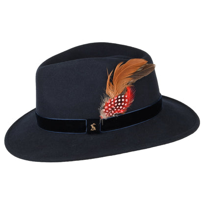 Chapeau Fedora en Feutre avec Bandeau en Velours bleu marine JOULES