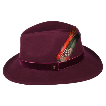 Chapeau Fedora en Feutre avec Bandeau en Velours rouge foncé JOULES