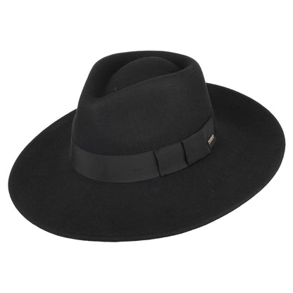Chapeau Fedora à Bord Large en Laine Feutrée Joanna noir BRIXTON