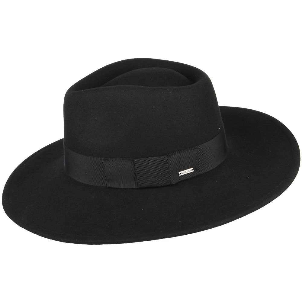 Chapeau Fedora à Bord Large en Laine Feutrée Joanna noir BRIXTON