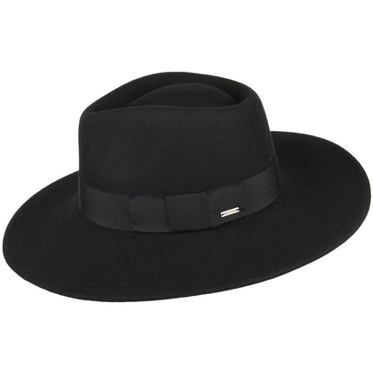 Chapeau Fedora à Bord Large en Laine Feutrée Joanna noir BRIXTON