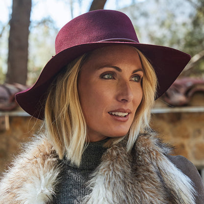 Chapeau Canotier en Laine Feutrée Déformable Adelle vin SCALA