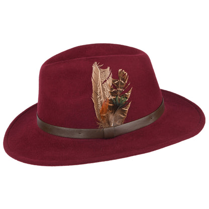 Chapeau Fedora en Laine Feutrée Hydrofuge Cheltenham merlot FAILSWORTH