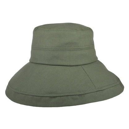Chapeau Été en Lin et Coton Pliable Lily olive SUR LA TÊTE