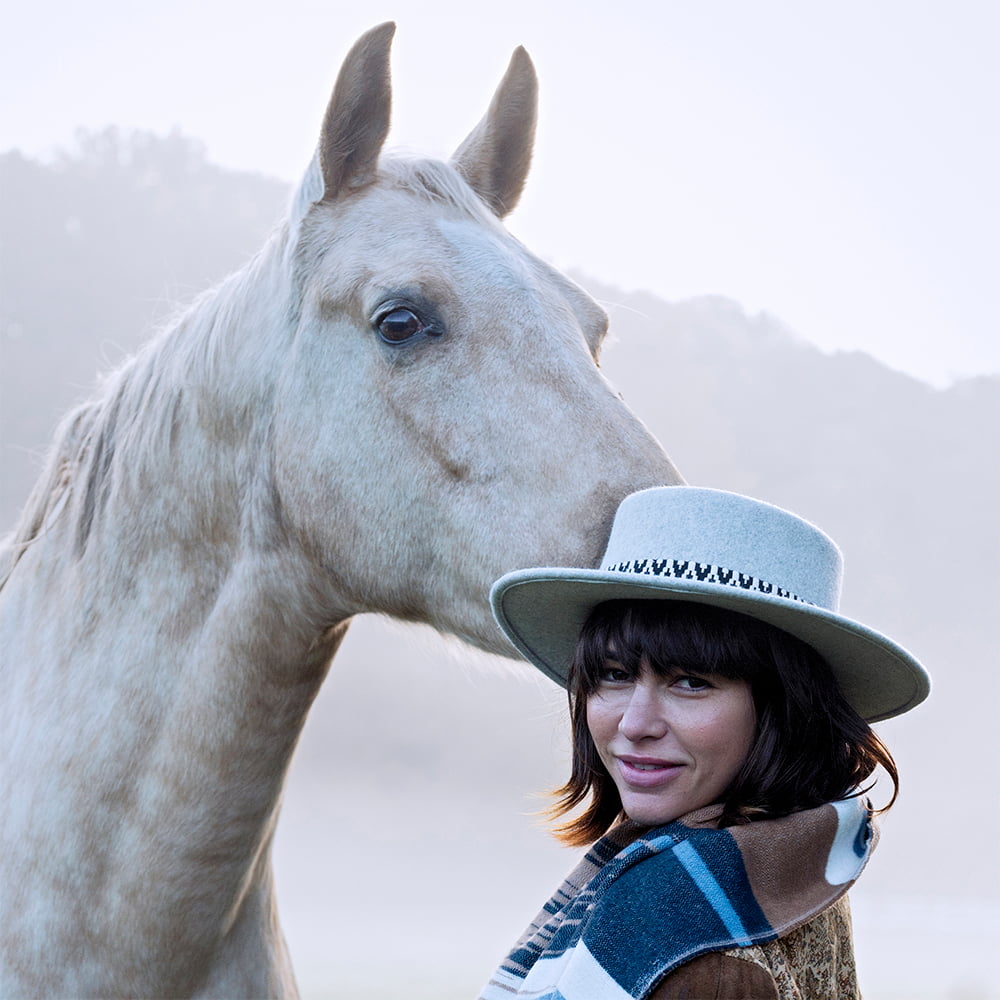 Chapeau Canotier en Laine Feutrée Fawne gris chiné BARTS