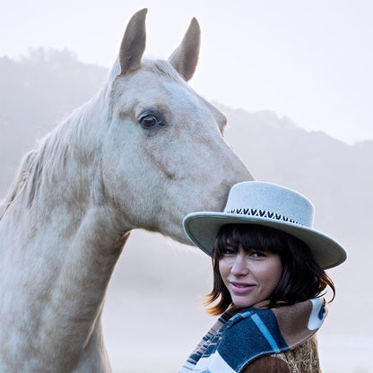Chapeau Canotier en Laine Feutrée Fawne gris chiné BARTS