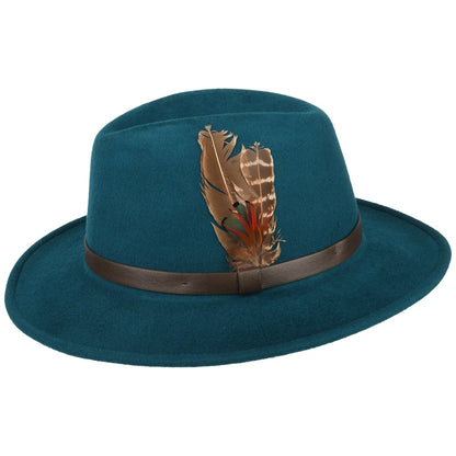 Chapeau Fedora en Laine Feutrée Hydrofuge Cheltenham bleu sarcelle FAILSWORTH