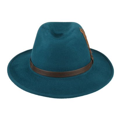 Chapeau Fedora en Laine Feutrée Hydrofuge Cheltenham bleu sarcelle FAILSWORTH