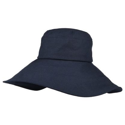 Chapeau Été en Lin et Coton Pliable Monaco bleu marine SUR LA TÊTE
