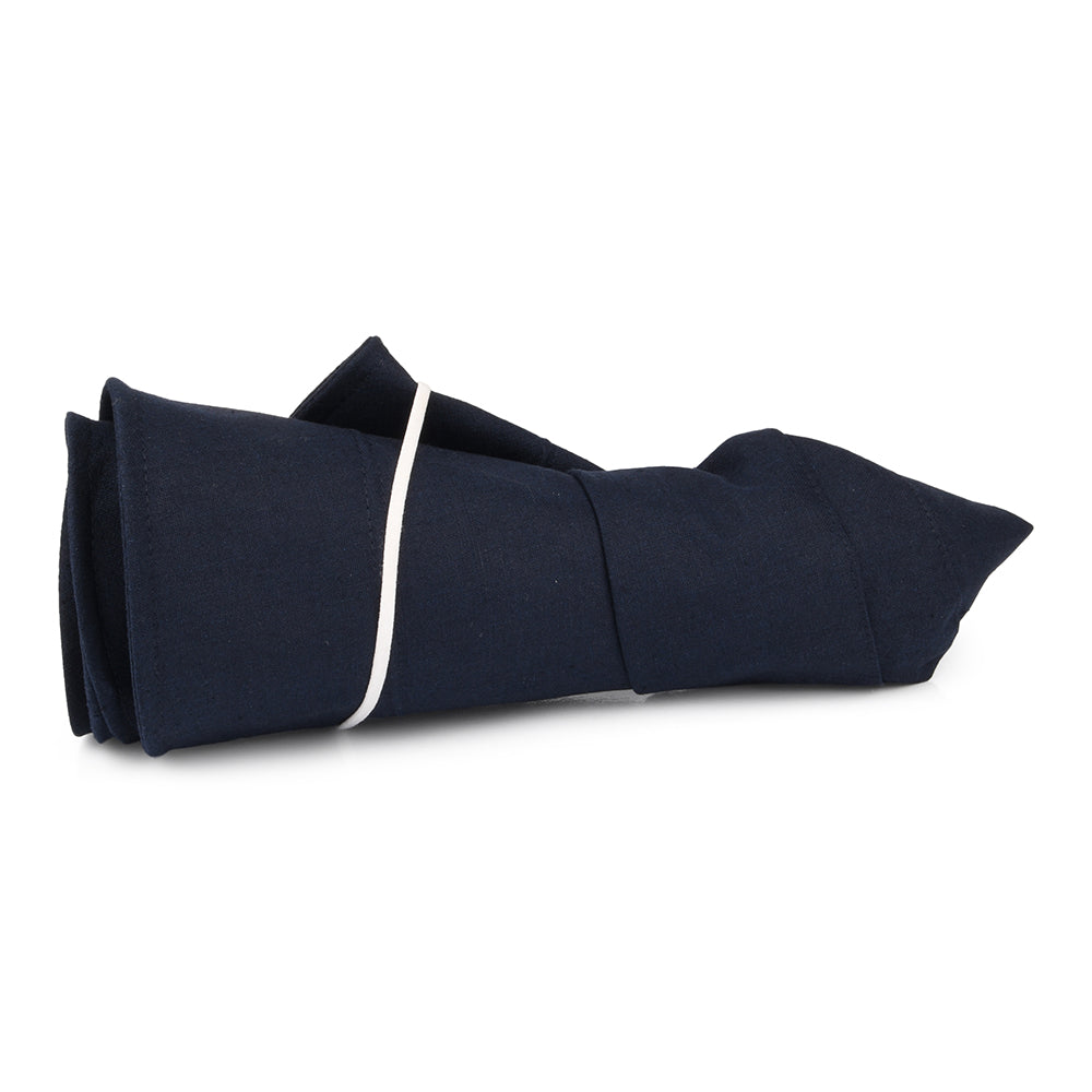 Chapeau Été en Lin et Coton Pliable Monaco bleu marine SUR LA TÊTE