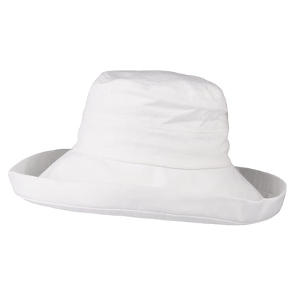 Chapeau Été en Lin et Coton Pliable Lily blanc SUR LA TÊTE