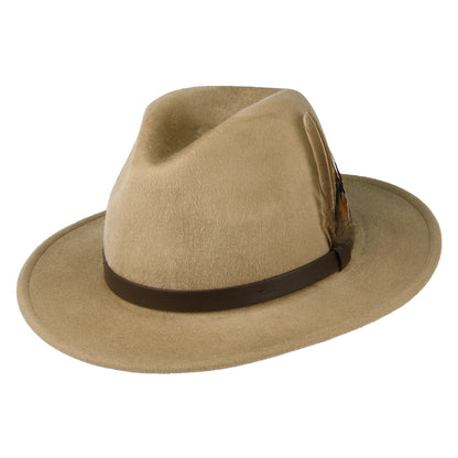 Chapeau Fedora en Laine Feutrée Hydrofuge Cheltenham camel FAILSWORTH