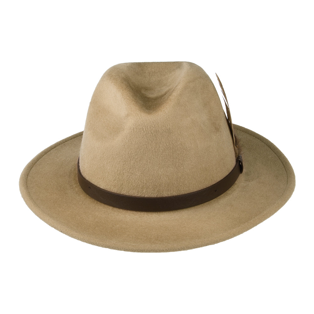 Chapeau Fedora en Laine Feutrée Hydrofuge Cheltenham camel FAILSWORTH