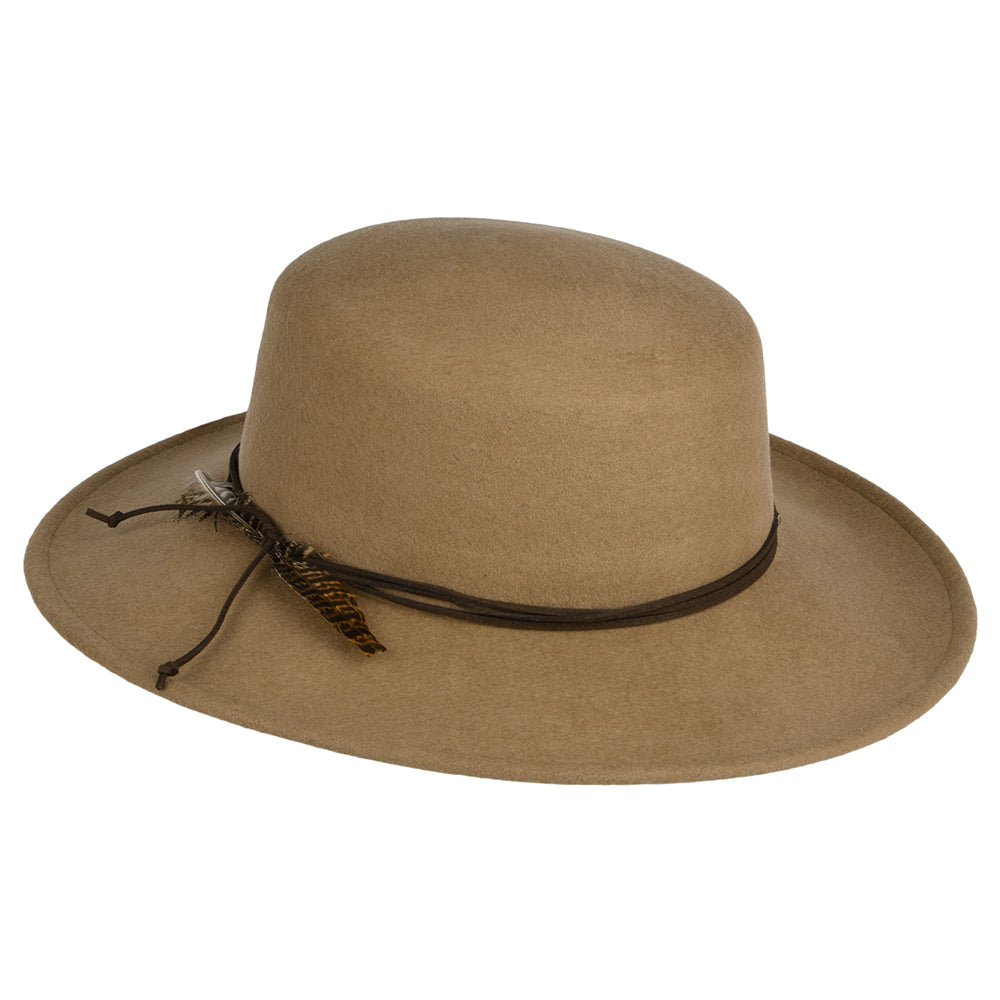 Chapeau Canotier en Laine Feutrée Dunia camel SCALA