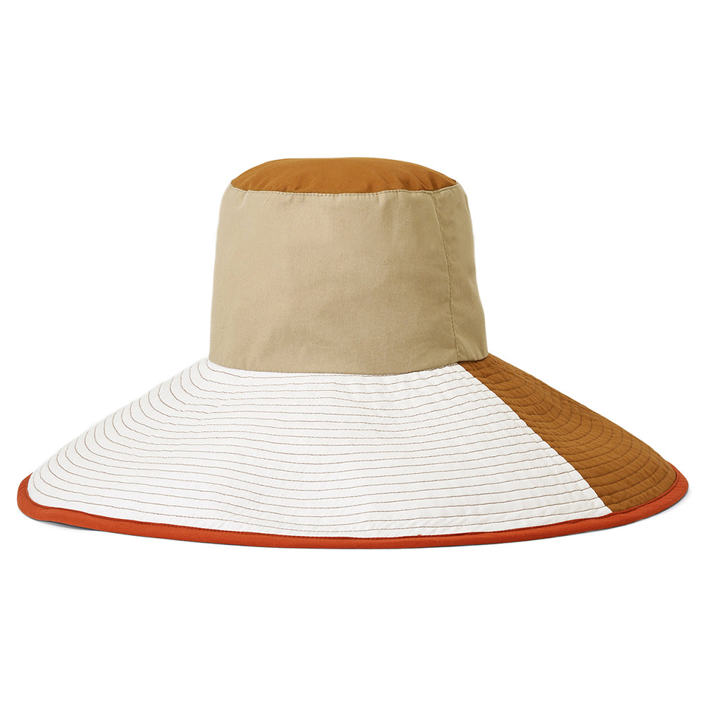 Chapeau Bob à Bord Large Pliable Maddie sable-marron-blanc BRIXTON