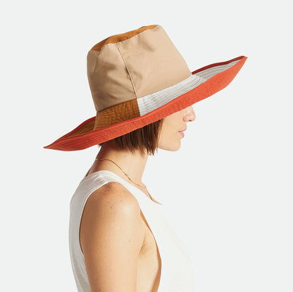 Chapeau Bob à Bord Large Pliable Maddie sable-marron-blanc BRIXTON