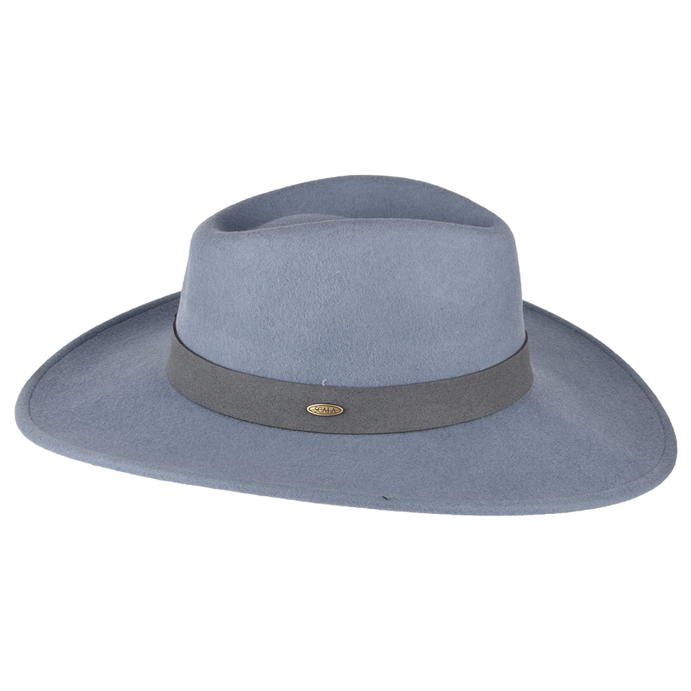 Chapeau Fedora Safari en Laine Feutrée Inaki bleu glacé SCALA