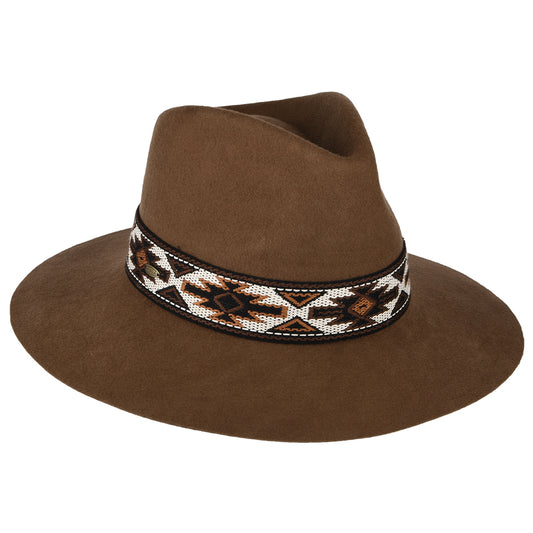 Chapeau Fedora Safari en Laine Feutrée avec Bandeau Aztèque Dona noix de pécan SCALA