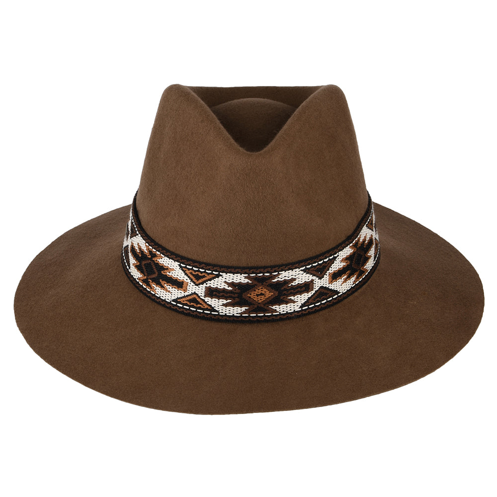 Chapeau Fedora Safari en Laine Feutrée avec Bandeau Aztèque Dona noix de pécan SCALA