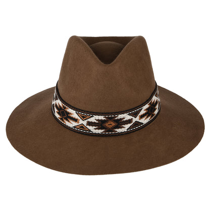 Chapeau Fedora Safari en Laine Feutrée avec Bandeau Aztèque Dona noix de pécan SCALA
