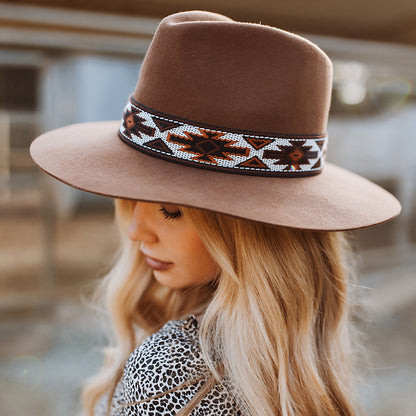 Chapeau Fedora Safari en Laine Feutrée avec Bandeau Aztèque Dona noix de pécan SCALA