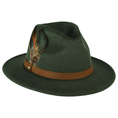 Chapeau Fedora en Laine Feutrée Hydrofuge olive FAILSWORTH