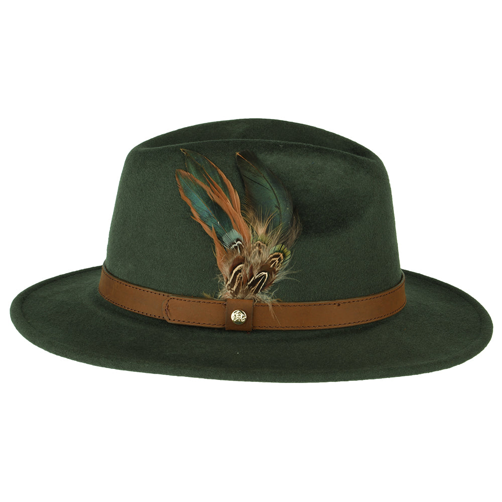 Chapeau Fedora en Laine Feutrée Hydrofuge olive FAILSWORTH