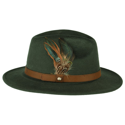 Chapeau Fedora en Laine Feutrée Hydrofuge olive FAILSWORTH