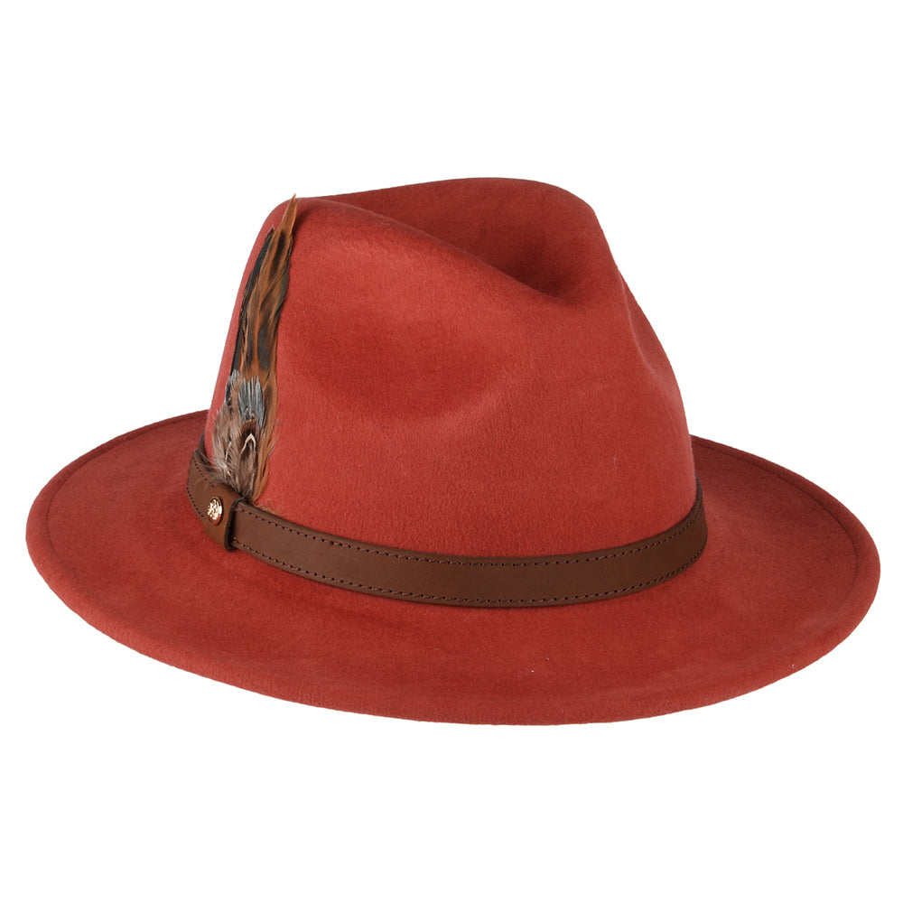 Chapeau Fedora en Laine Feutrée Hydrofuge gingembre FAILSWORTH