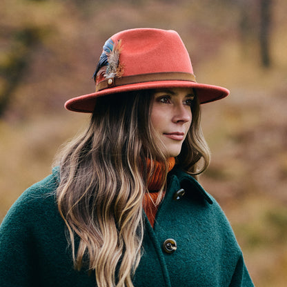 Chapeau Fedora en Laine Feutrée Hydrofuge gingembre FAILSWORTH