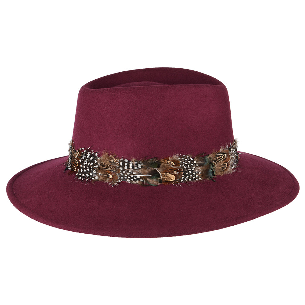 Chapeau Fedora Hydrofuge avec Plume vin FAILSWORTH