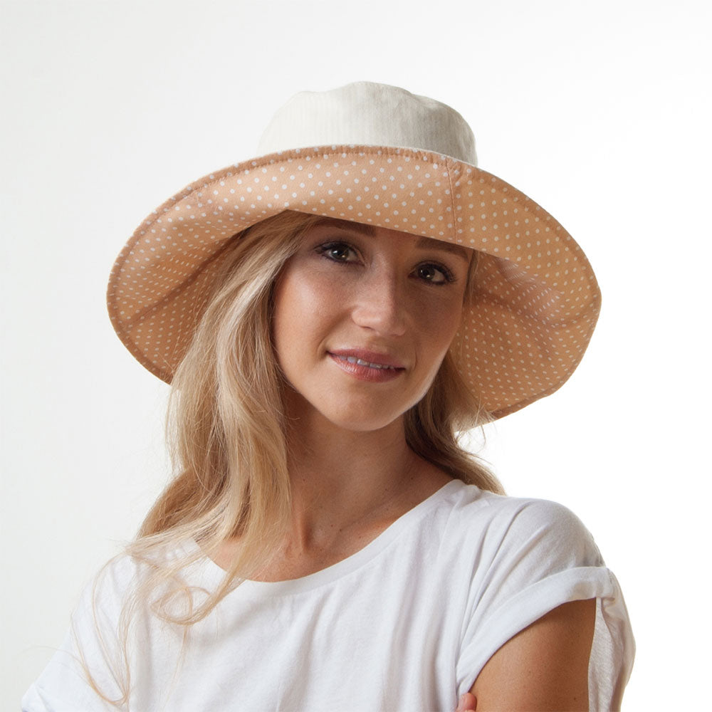 Chapeau Été Pliable Soleil beige SUR LA TÊTE