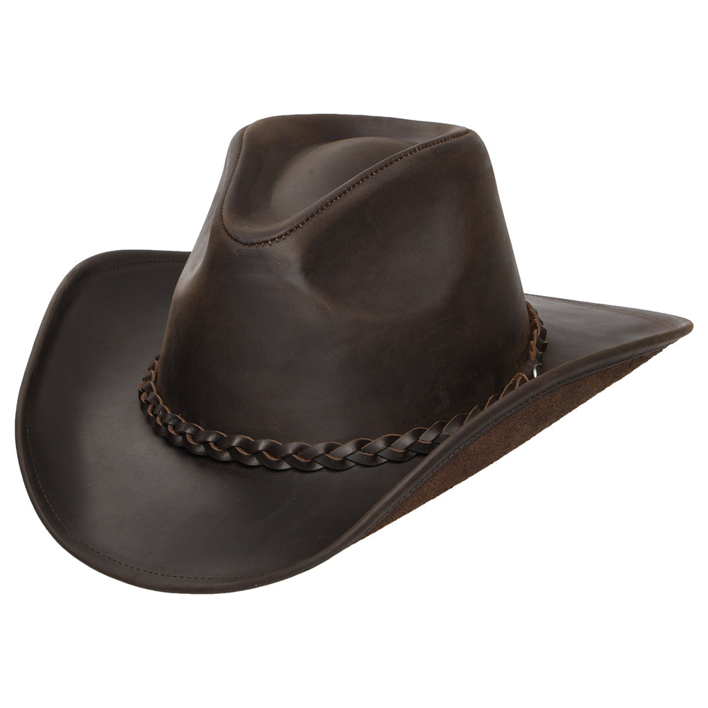 Chapeau de Cowboy en Cuir de Buffle chocolat JAXON & JAMES