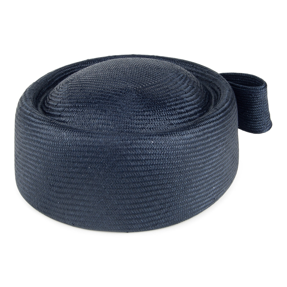 Chapeau Calot en Paille Jackie O bleu marine WHITELEY