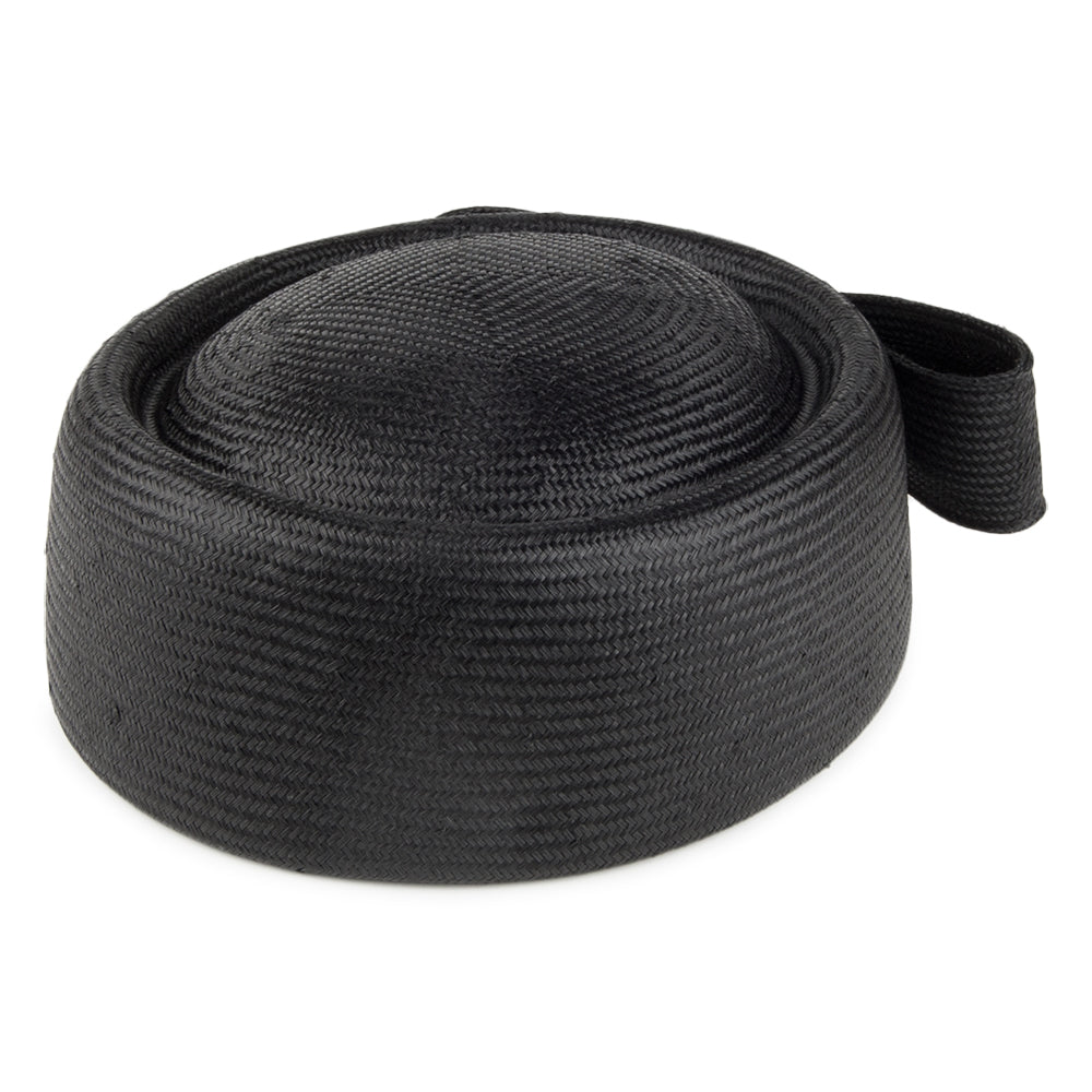 Chapeau Calot en Paille Jackie O noir WHITELEY