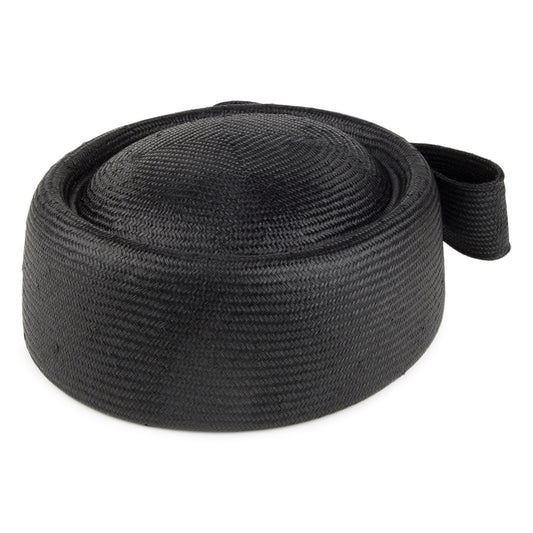 Chapeau Calot en Paille Jackie O noir WHITELEY