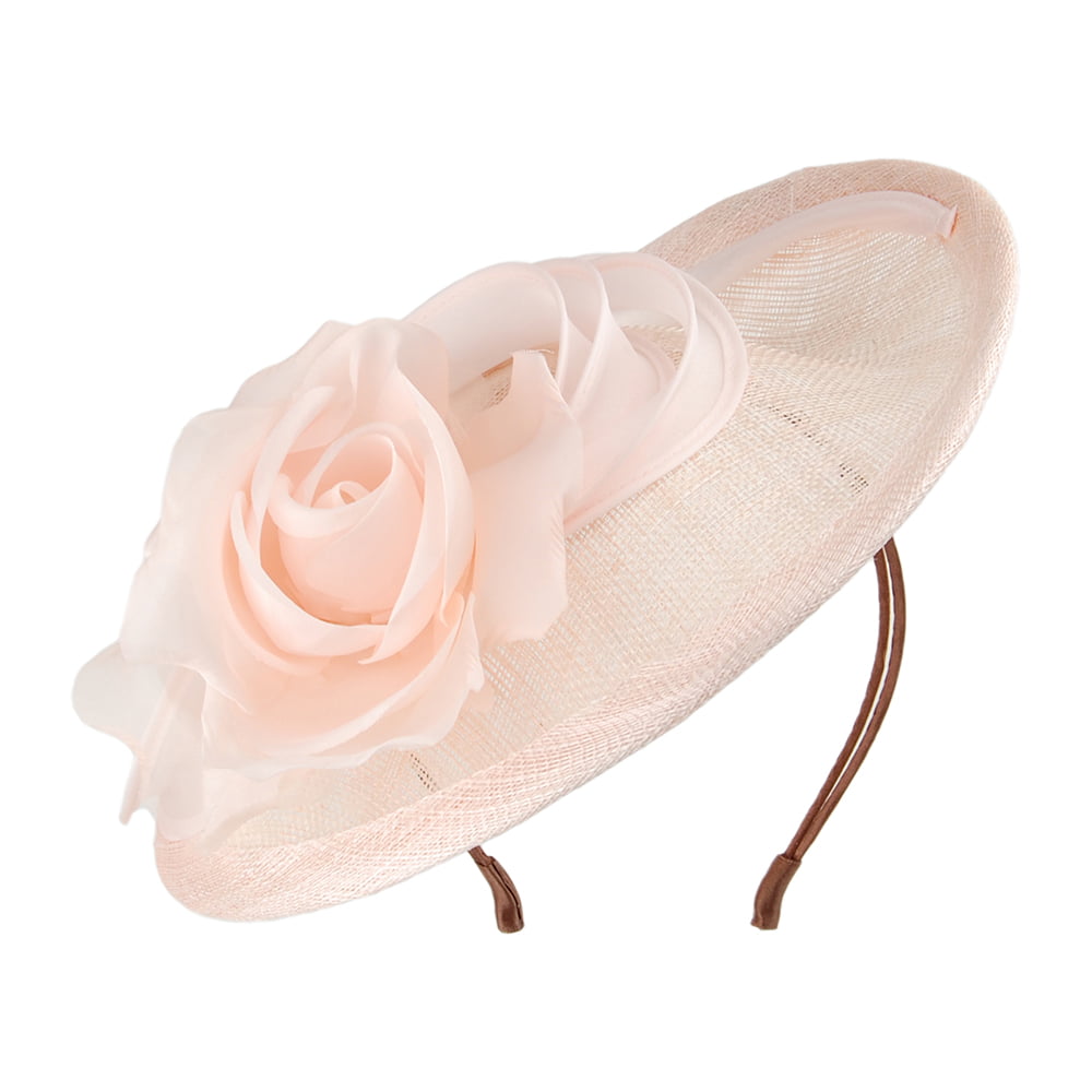 Chapeau Bibi Disque avec Rose rose clair WHITELEY