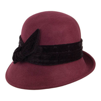 Chapeau Cloche en Laine Feutrée Bandeau en Velours Madeline bordeaux SCALA