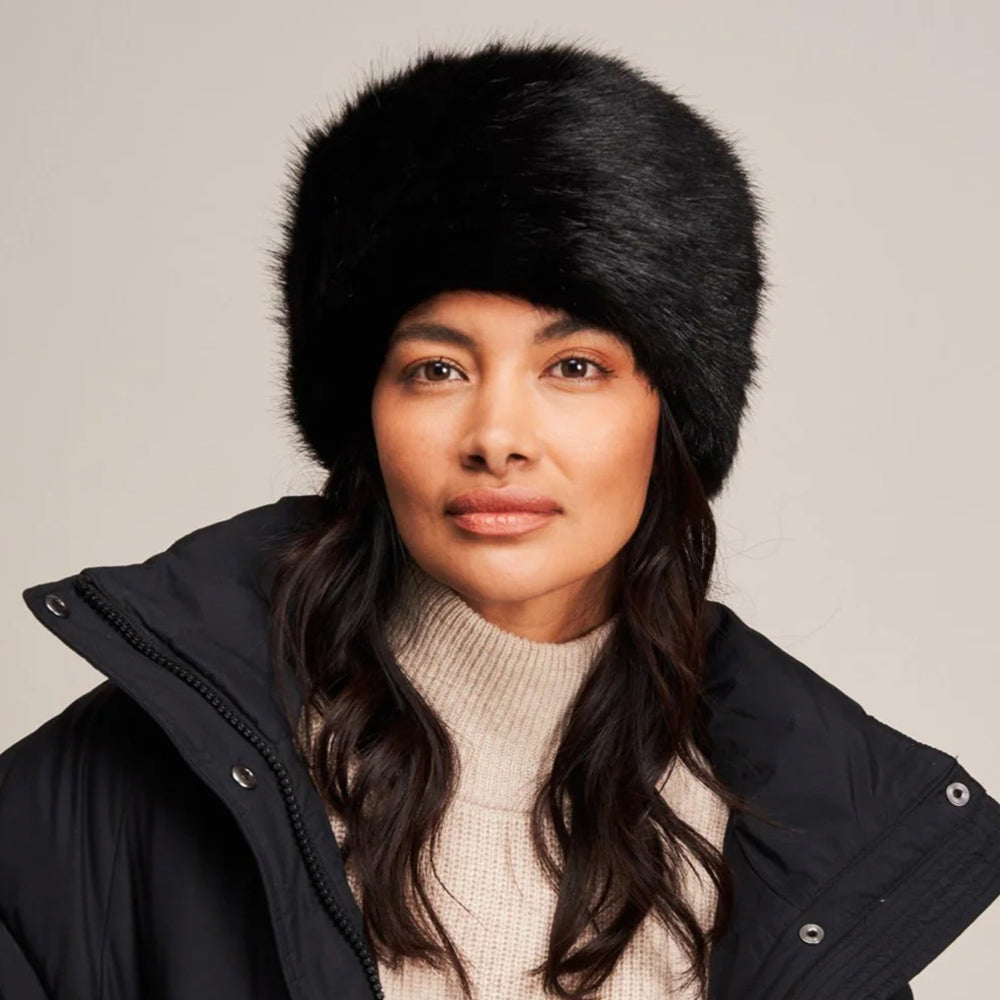 Chapeau Calot Femme Hiver en Fausse Fourrure noir HELEN MOORE