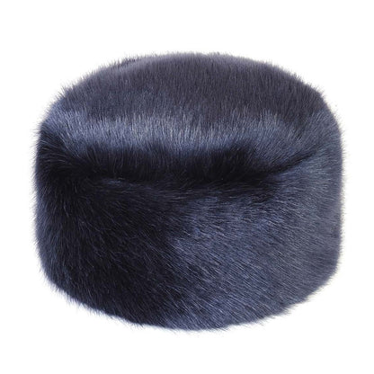 Chapeau Calot Femme Hiver en Fausse Fourrure bleu marine HELEN MOORE