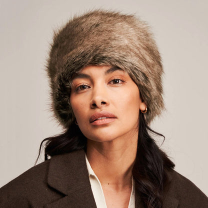 Chapeau Calot Femme Hiver en Fausse Fourrure marron clair HELEN MOORE