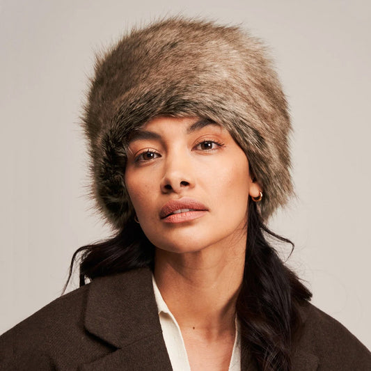 Chapeau Calot Femme Hiver en Fausse Fourrure marron clair HELEN MOORE